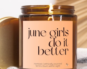 June Birthday Candle, Gemini Cancer Zodiac Gift, Coconut Apricot Wax, Amber Jar