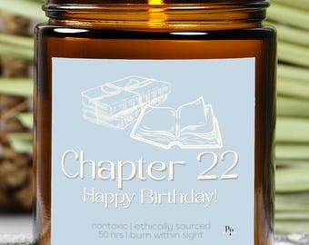 Custom Birthday Chapter Age Book Birthday Gift, Personalized Bookish Candle