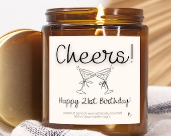 21st Birthday Gift, Cheers Birthday Candle, Finally Legal 21 Present