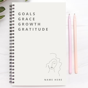 Personalized Gratitude Journal Women&#39;s Diary Bullet Journal | Hardcover Spiral Notebook 5.5 x 8.5 in