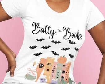 Batty For Books Halloween Comfort Colors Tee, Bookish Teacher Gift