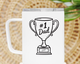 Number One Dad Trophy Stainless Steel Travel Mug, Happy Father's Day 2026 Gift