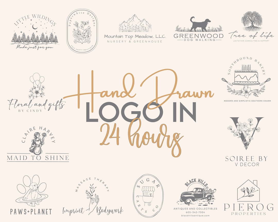 Custom Hand Drawn Logo, Logo Design, Logo Design Custom for Business ...
