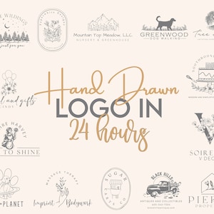 Custom Hand Drawn Logo, Logo Design, Logo Design Custom For Business, Logo Design, Business Logo Design, Logo, Photography Logo image 1