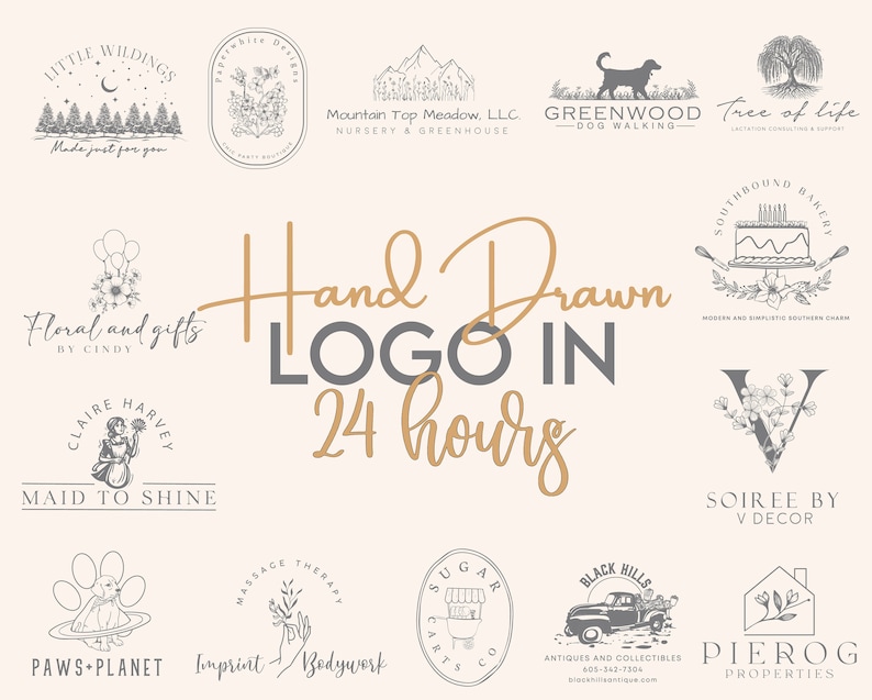Custom Hand Drawn Logo, Logo Design, Logo Design Custom For Business, Logo Design, Business Logo Design, Logo, Photography Logo image 1
