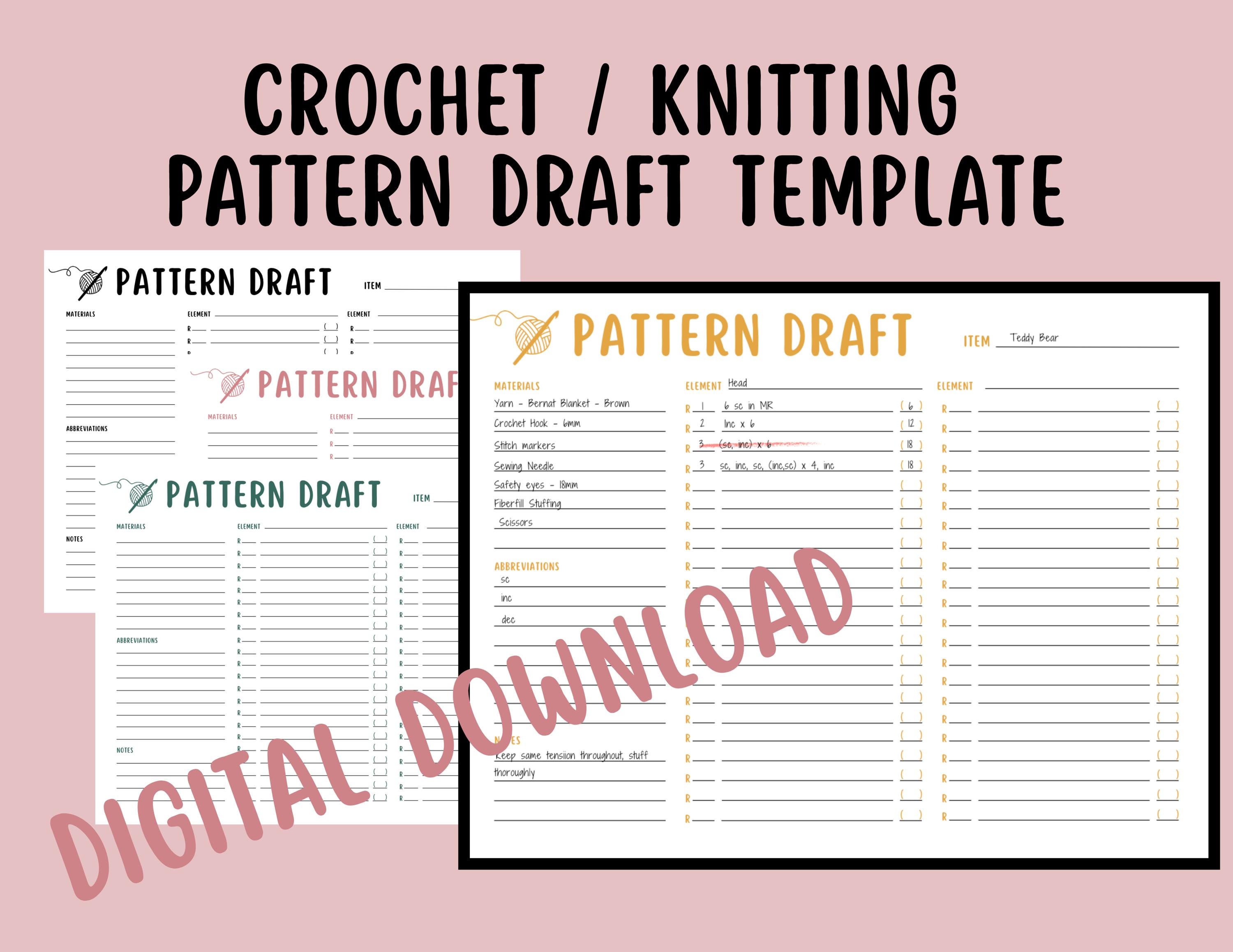 Printable Crochet & Knitting Pattern Draft | 5-page PDF Template ...