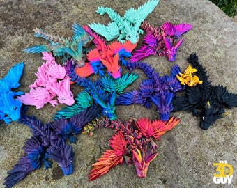 3D printed dragon, crystal wings dragon, fidget toy, Gemstone , articulated Dragon , Desk Toys , Drache , gift , birthday gift, Fourth wing