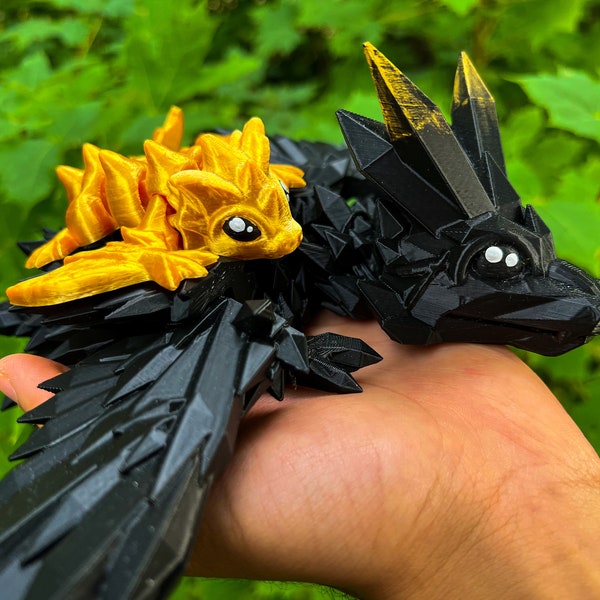 Dragons - Drache 2 in 1 pack  - Crystal Wing Dragon and Tiny Crystal Dragon -Fourth Wing Inspired - Tairn and Andarna