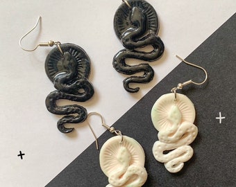 Black / White Snake  Earrings
