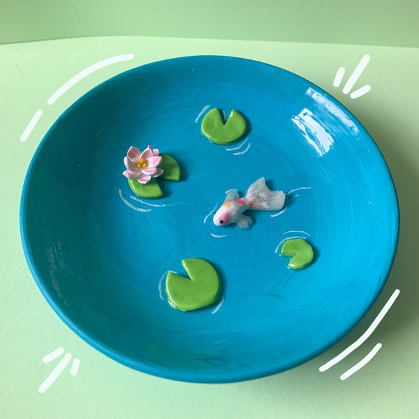 Lotus pond trinket dish (with koi fish)
