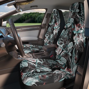 Tropical Car Seat Covers, Beach Car Seat Protector, Summer Auto Seat Cover, Hawaiian Vehicle Accessories, Palm Leaf Car Decor, Ocean Print