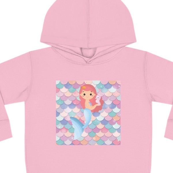Toddler Mermaid Sweatshirt, Pullover Hoodie, Pink with Pockets, Warm Kid's Clothes, Winter Clothing, Granddaughter Gift, Daughter Gift