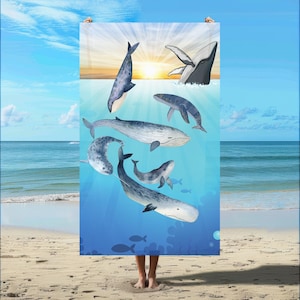 Beluga and Killer Whales Custom Beach Towel: standard and large pool towel