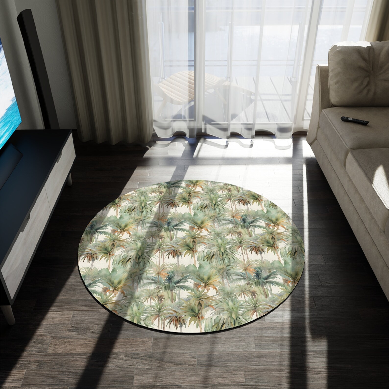 Tropical Palm Tree Round Rug for Coastal Chic Decor - Etsy