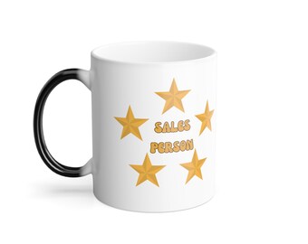 Heat Sensitive Star Sales Person Mug, 11oz Color Changing Magic Cup