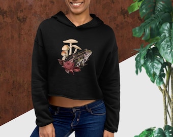 Frog and Mushroom Hoodie | Wiccan Hoodie | Nature Top | Floral | Pagan | Druid | Frog Top | Witch Sweater | Gift | Cottagecore Sweater
