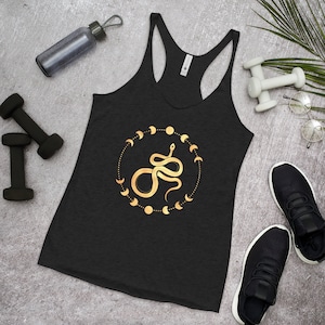 Lunar Serpent Racerback Tank, Whimsigoth Tanktop, Snake Tank, Dark Academia Shirt, Cottagegore Yoga Top, Goth Gift, Lightweight, Summer