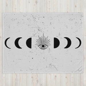 Moon Goddess Throw Blanket, Cozy Witchy Decor, Goth Blanket, Whimsigoth Home Accessories, Witchy Hippie, Wiccan, Black and White, Magical