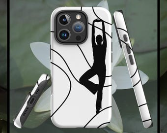 Yoga Tough iPhone Case | iPhone 16 Case | Tree Pose | Meditation | Peaceful Geometric Case | Cute Yogi Phone Case | Durable | Artistic | Zen