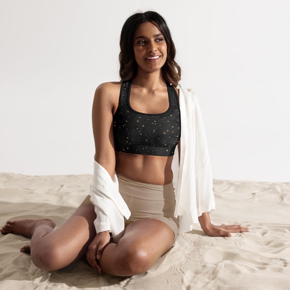 Whimsigoth Stars UPF50 Sports Bra Black Crop Top Tarot Witchy Sports Goth Yoga Top Pilates Workout Dark Academia Cute Yoga Etsy
