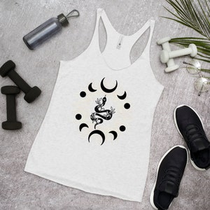 Snake and Moon Phase Tank Top | Witch | Wiccan | Dark Academia | Whimsigoth  | Goth | Halloween Shirt | Serpent Tshirt | Witchy Hippie Gift
