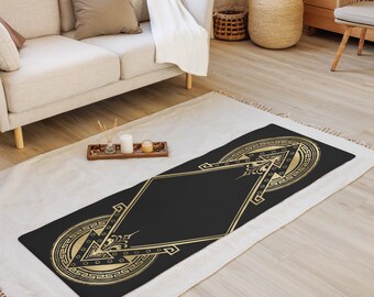 Esterilla de yoga hippie con geometría elegante y diseño de brujas / Esterilla de pilates bohemia / Gótica / Tarot / Astrología / Estiramiento / Ejercicio / Alfombra / Corredor / Decoración de brujas