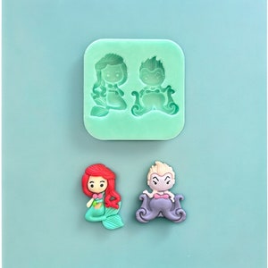Silicone Cute Mermaid and Seawitch mold (matte finish and sizes are in third picture) (quality silicone, premium silicone, UV molds)