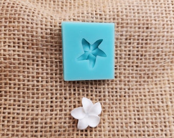 May include: A blue silicone mold with a starfish design. A white flower is also shown in the image.