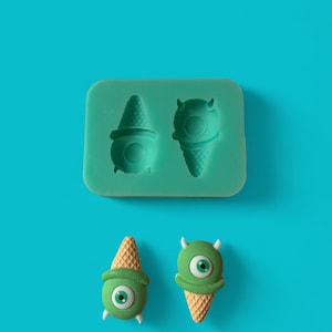 Silicone MATTE Green Monster Ice Cream Flexible Mold (check pictures for sizes, makes MATTE pieces)