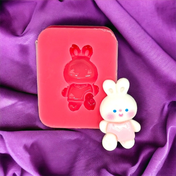 Silicone Cute Bunny #2 (HxWxD=26.79x15.19x6.51 MM) (CUSTOM QUANTITY, quality silicone, premium silicone)