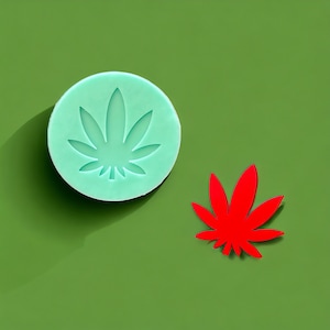 Silicone Hemp Leaf Flexible Mold (HxWxD=49.47x49.39x1.66 mm) CUSTOM (quality and premium silicone, uv resin mold, resin mold, food safe)