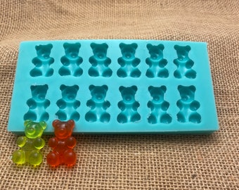 Silicone 18.5x30 MM Gummy Bear Flexible Mold,CUSTOM (resin mold, clear molds for UV resin, pink molds are food safe) Please Read Description