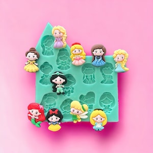 Silicone Matte SMALL Variety Princess Flexible Mold (premium quality silicone, uv resin mold, sizes are in LAST PICTURE and are mm)