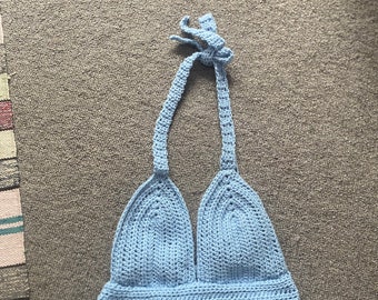 Blue Crochet Halter Top