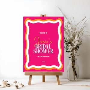Editable Bridal Shower Welcome Sign Wavy | Bachelorette/Hens Party Welcome Sign Template | Bridal Shower Decor | Welcome To Signage