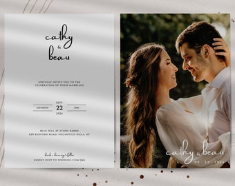 Editable Wedding Photo Invitation Template | Minimalist Wedding Photo Invite | Printable Wedding Invitation Template Download
