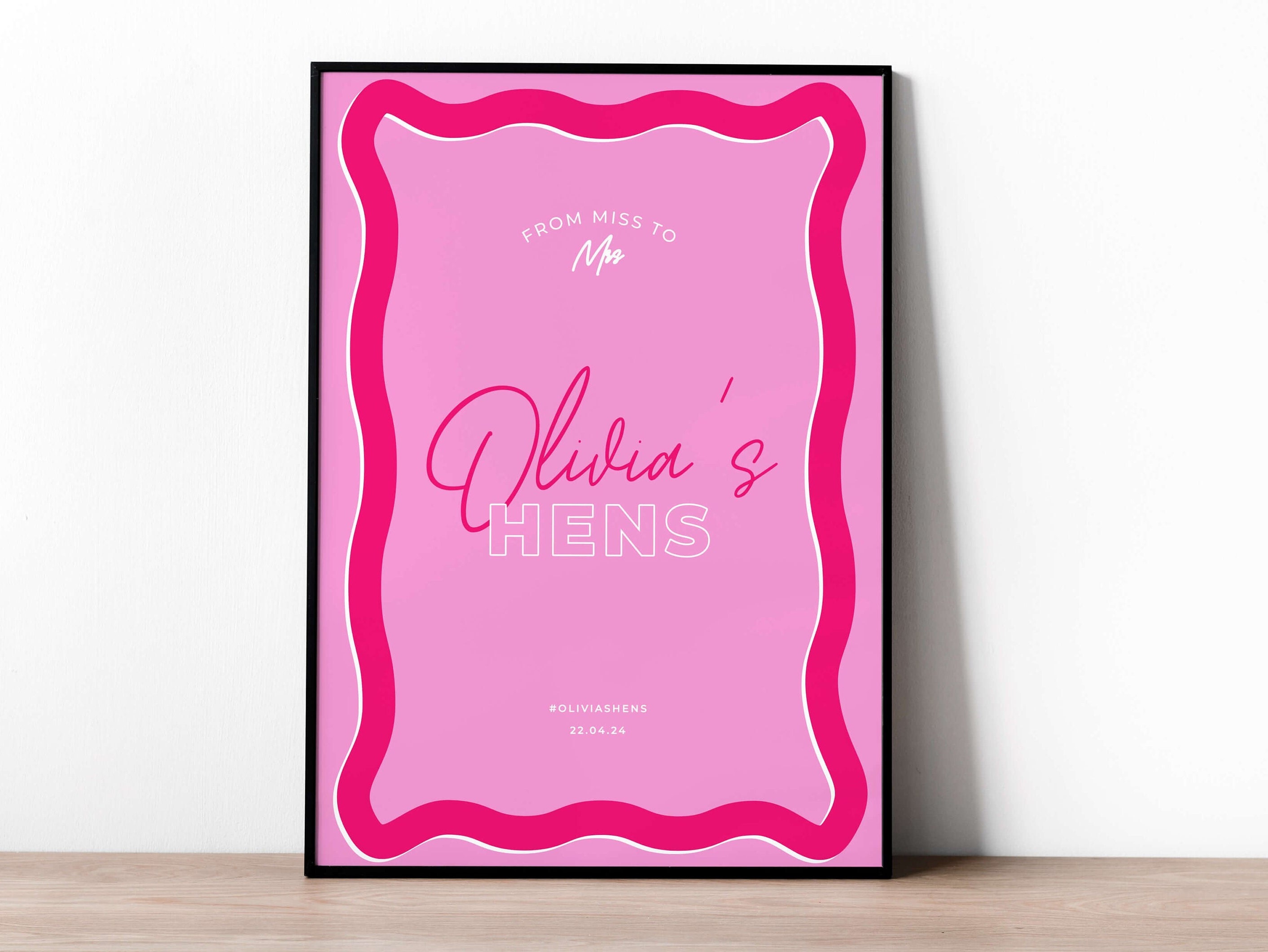 Editable Hens Party Sign in Retro Colors Wavy Hens/bachelorette Party