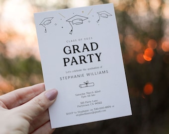 Editable Graduation Party Invitation | Class of 2023 Grad Announcement Invitation Card | Editable Graduation Invite Template