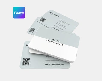 Editable Business Card Template with QR Code | Business Card Template Canva | Modern Business Card | Instant Download | Canva