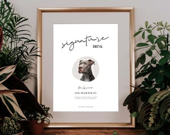 Editable Pet Signature Cocktail Sign | Dog Signature Drink Sign Template | Wedding Signature Cocktail Sign