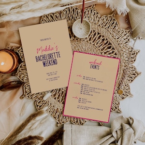 Modern Bachelorette Weekend Itinerary Invitation | Bachelorette Party Itinerary | Bachelorette Itinerary Template Invite | Bach Weekend