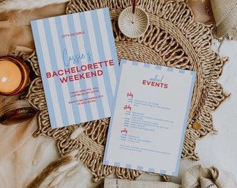 Coastal Bachelorette Itinerary Party Invitation | Bachelorette Party Itinerary | Bachelorette Weekend Invite | Itinerary Template Invite