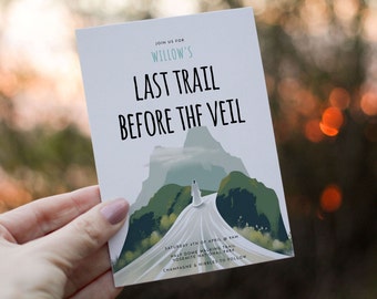 Last Trail Before The Veil Invitation Template | Fun, Minimalist Bachelorette Invite | Editable Bridal Shower Invitation