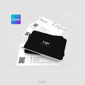 Modelo de cartão de visita Canva | Cartão de visita moderno com QR Code | Cartão de Visita Minimalista | Download instantâneo | Canva