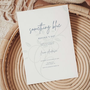 Something Blue Before I Do Invitation | Blue Floral Bridal Shower Invitation | Editable Bridal Shower Invite Template