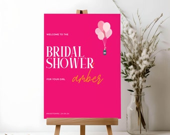 Editable Bridal Shower Welcome Sign Pink | Welcome Signage Template for Hen Party & Bridal Shower | Instant Download