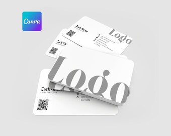 Modern Business Card Template Canva | Editable Business Card with QR Code | Business Card Minimalist | Instant Download | Canva