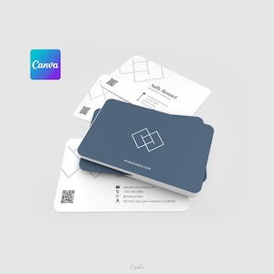 Bearbeitbare Visitenkarten Vorlage Canva | Moderne Visitenkarte mit QR Code | Visitenkarte Minimalist | Sofort Download | Leinwand