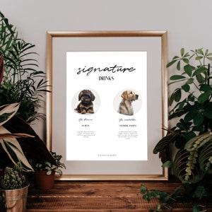 Editable Dog Signature Drink Sign Wedding Template | Pet Bar Menu Sign | Wedding Bar Menu Dog | Dog Cocktail Sign