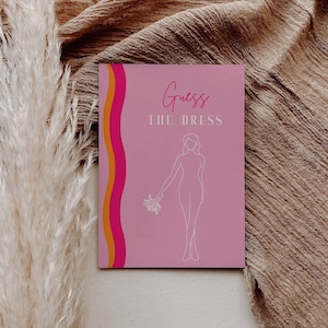 Pink Guess The Dress Bridal Shower Game with Wavy Border | Bachelorette Party Games | Guess The Dress Game | Hen Party Games